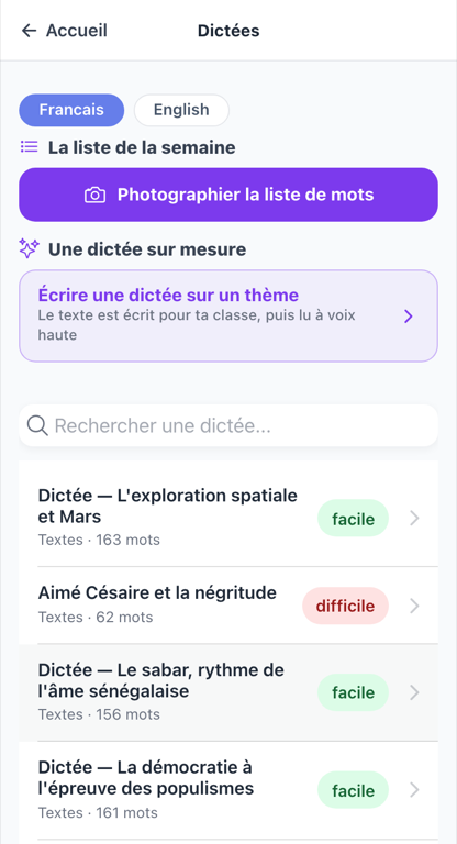 Liste de dictées Anta avec contenu sénégalais